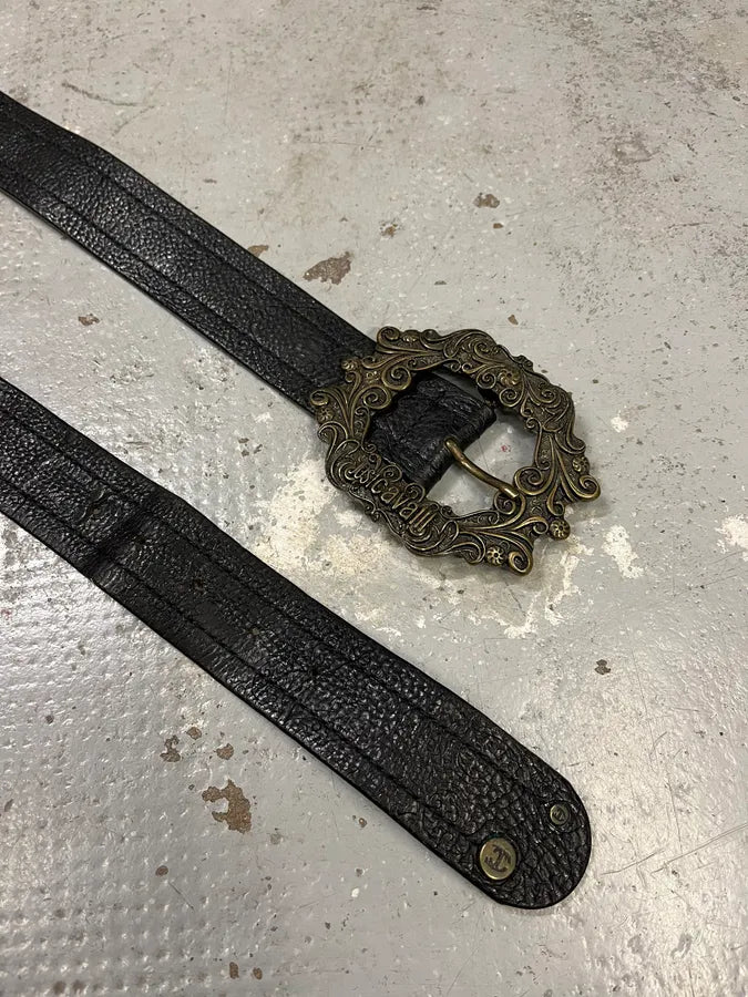 2000s Cavalli Royal Buckle Black Leather Belt (OS) dWEhgrX 2