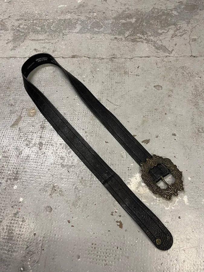2000s Cavalli Royal Buckle Black Leather Belt (OS) dWEhgrX 3