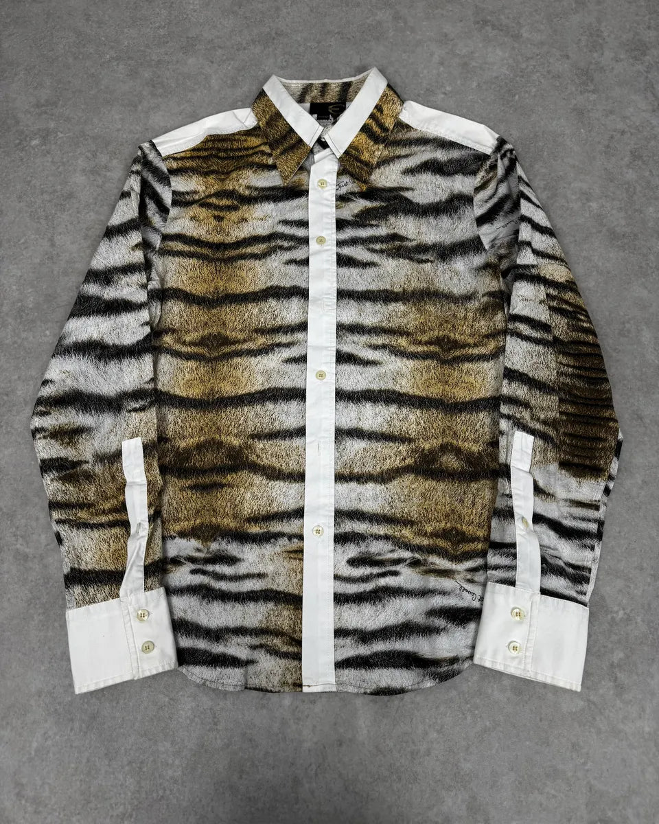 2000s Cavalli Safari White Savage Shirt ZqpoFGl 0