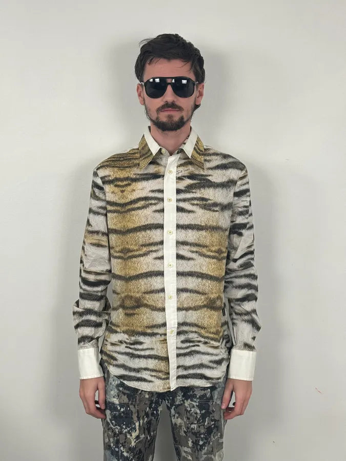 2000s Cavalli Safari White Savage Shirt ZqpoFGl 1