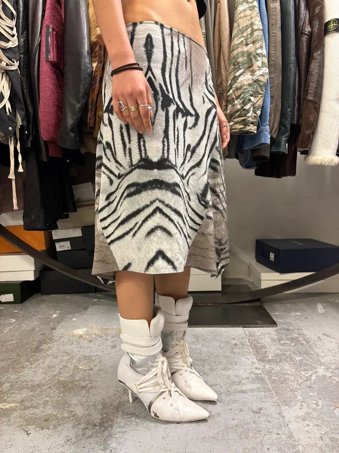 2000s Cavalli Safari Zebra Black & White Skirt TdBkenC 2