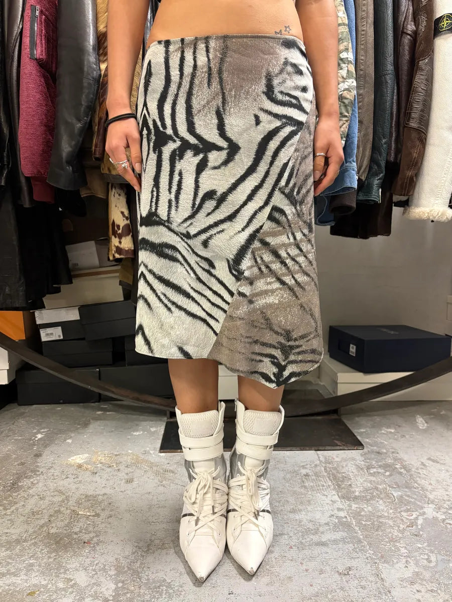 2000s Cavalli Safari Zebra Black & White Skirt TdBkenC 0