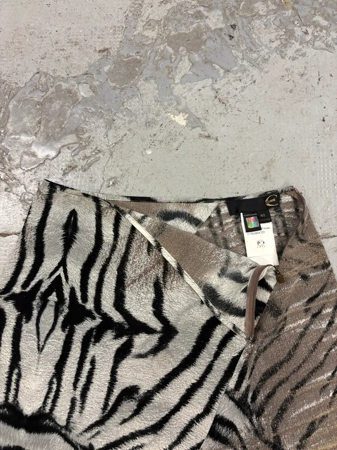 2000s Cavalli Safari Zebra Black & White Skirt TdBkenC 9