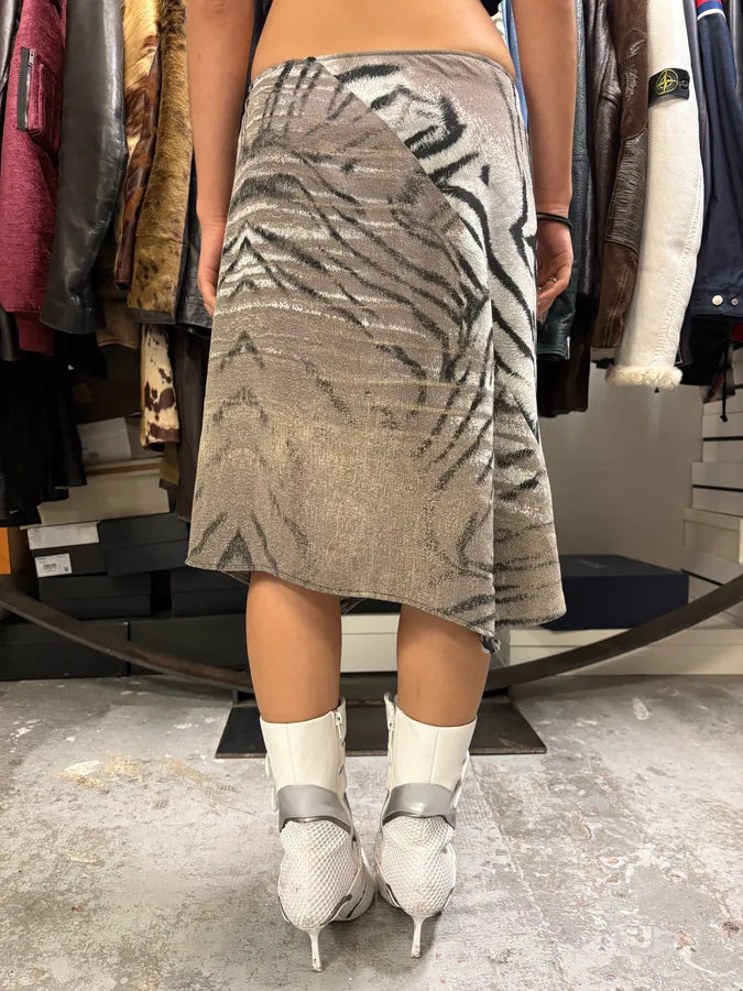 2000s Cavalli Safari Zebra Black & White Skirt TdBkenC 3