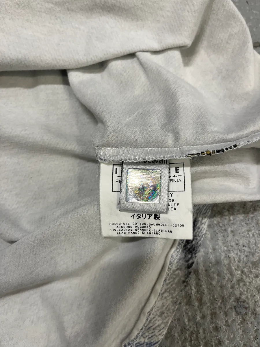 2000s Cavalli Safari Zebra Blue & White T-Shirt zJlVVja 7