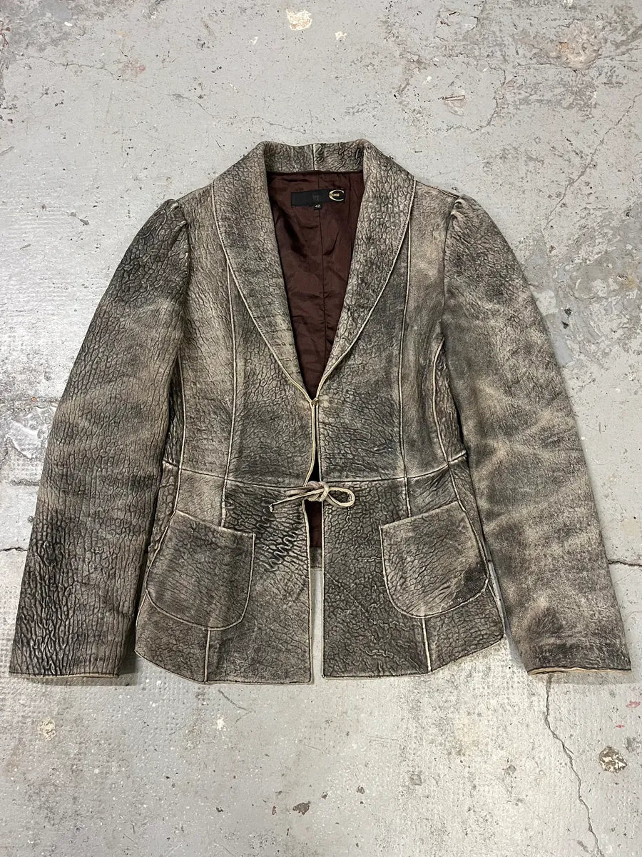 2000s Cavalli Scarred Raw Leather Jacket (M) OXeVCgc 0