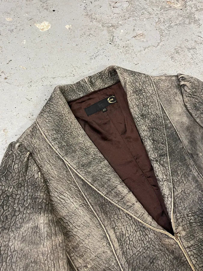 2000s Cavalli Scarred Raw Leather Jacket (M) OXeVCgc 1