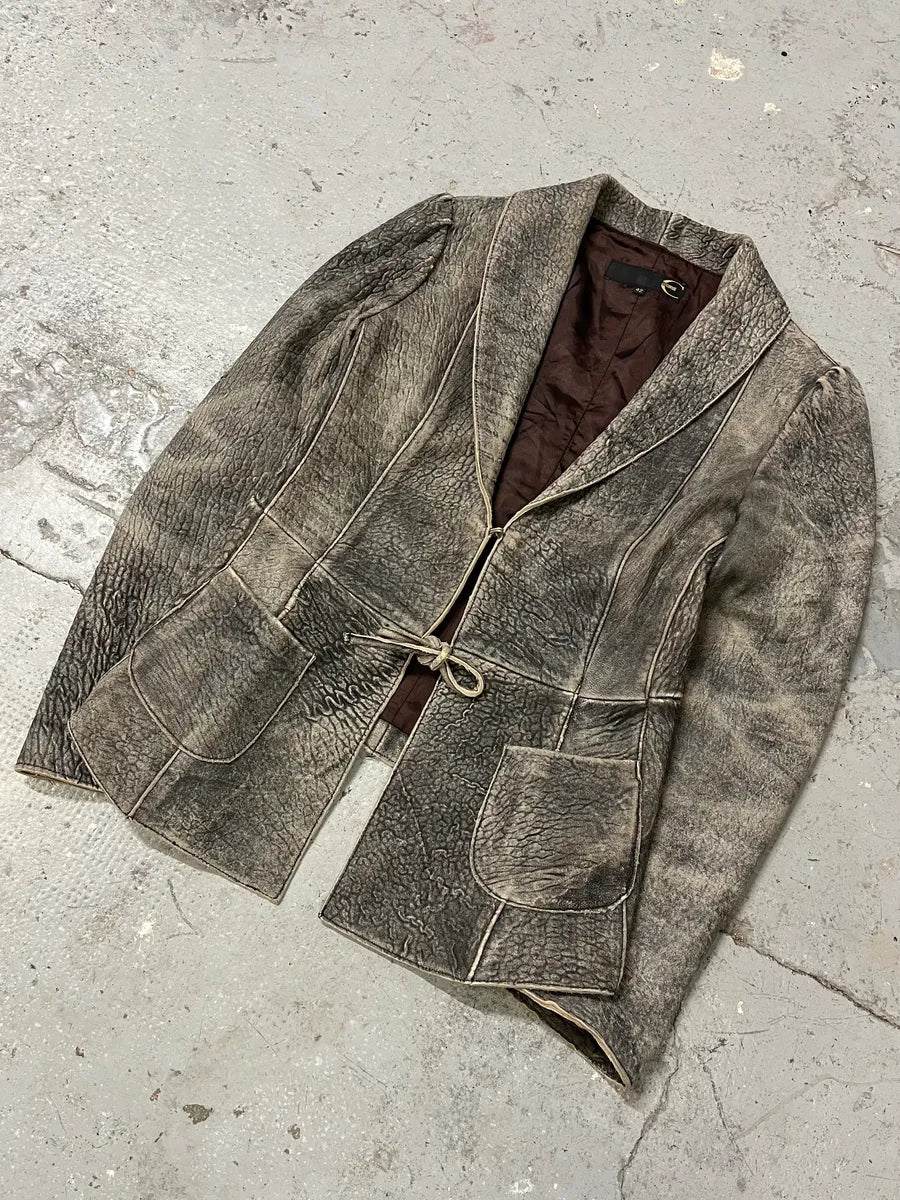 2000s Cavalli Scarred Raw Leather Jacket (M) OXeVCgc 3
