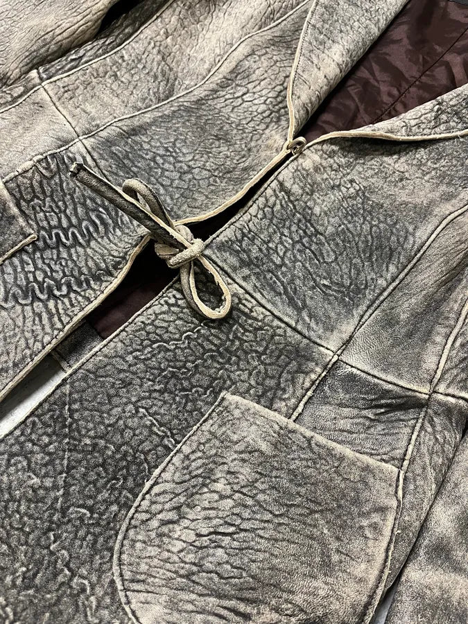 2000s Cavalli Scarred Raw Leather Jacket (M) OXeVCgc 4