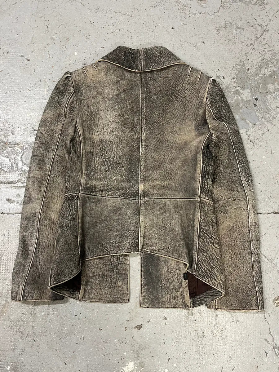 2000s Cavalli Scarred Raw Leather Jacket (M) OXeVCgc 6