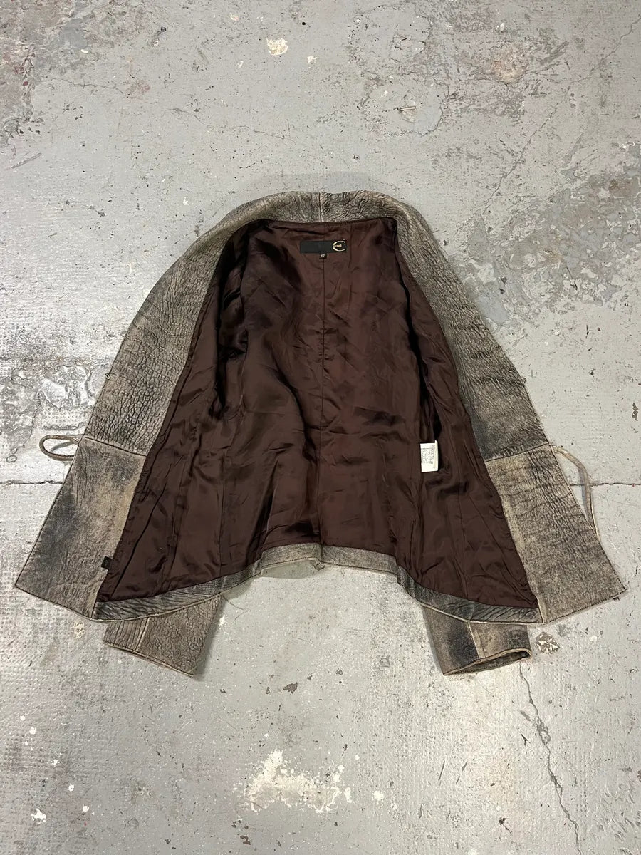 2000s Cavalli Scarred Raw Leather Jacket (M) OXeVCgc 7