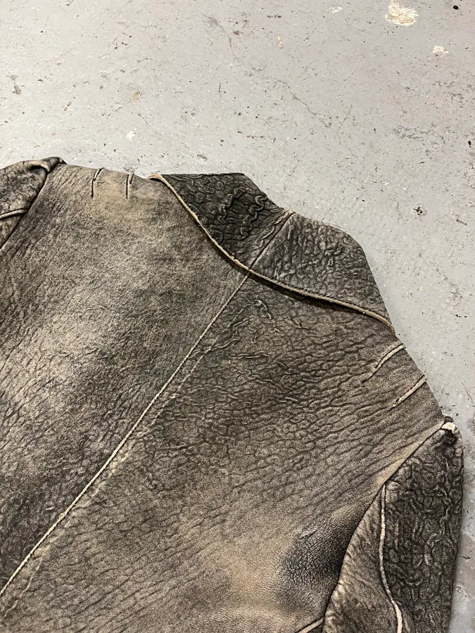 2000s Cavalli Scarred Raw Leather Jacket (M) OXeVCgc 8