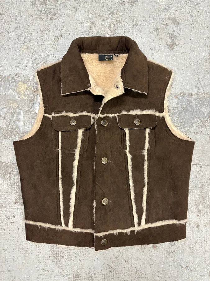 2000s Cavalli Shearling Brown Trucker Vest UvJkLva 0