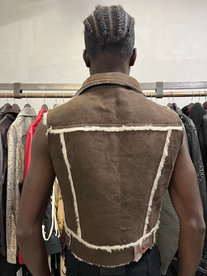 2000s Cavalli Shearling Brown Trucker Vest UvJkLva 2