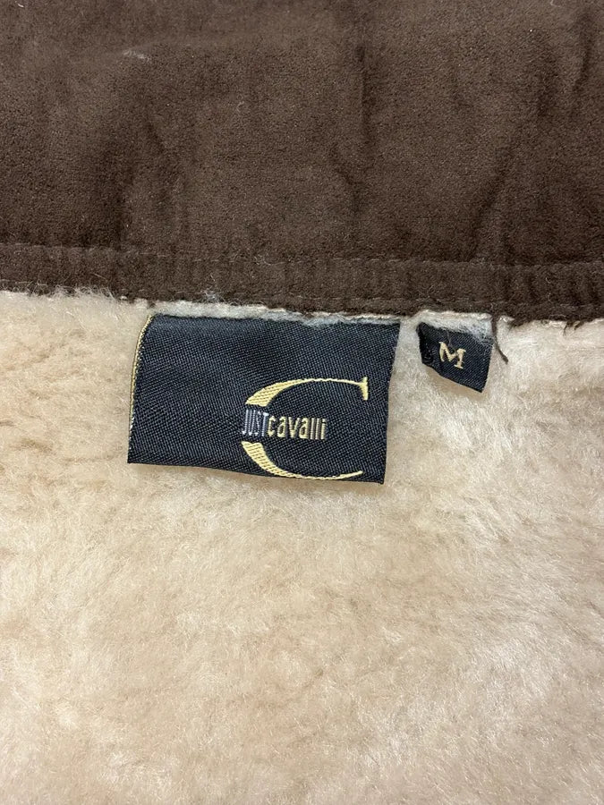 2000s Cavalli Shearling Brown Trucker Vest UvJkLva 7