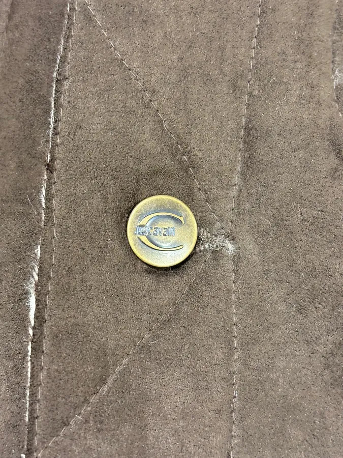 2000s Cavalli Shearling Brown Trucker Vest UvJkLva 5