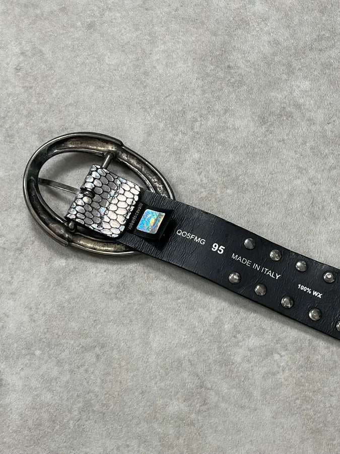 2000s Cavalli Silver Snakeskin Effect Belt HdFgdGZ 5