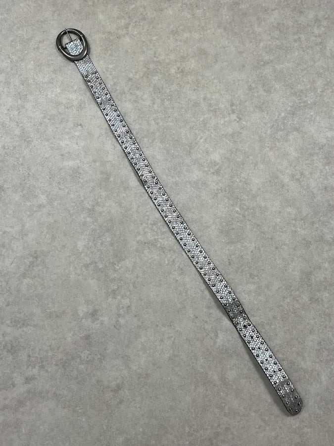 2000s Cavalli Silver Snakeskin Effect Belt HdFgdGZ 6