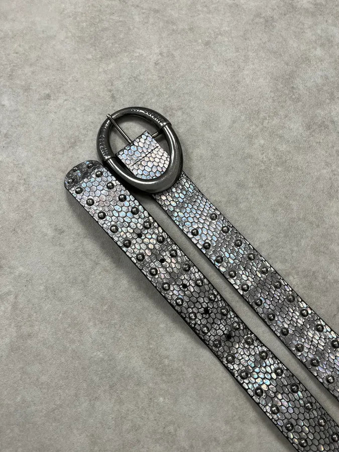 2000s Cavalli Silver Snakeskin Effect Belt HdFgdGZ 2