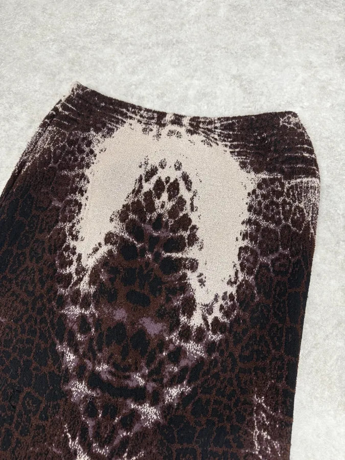 2000s Cavalli Leopard Pattern Brown Skirt cDEAtXd 6