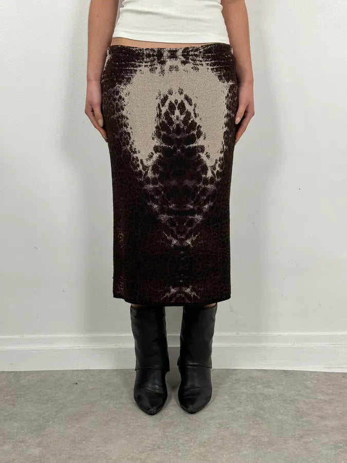 2000s Cavalli Leopard Pattern Brown Skirt cDEAtXd 0