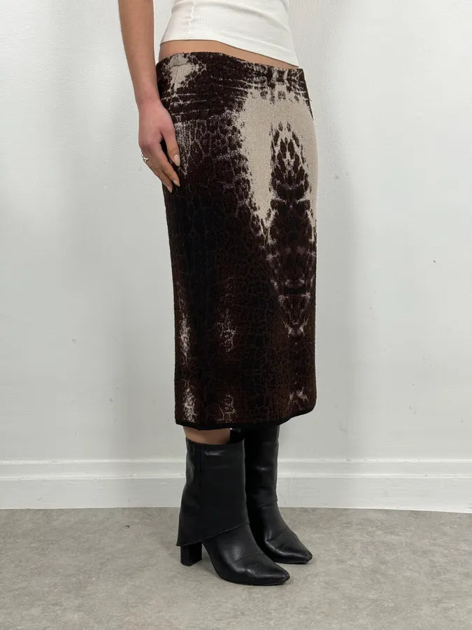 2000s Cavalli Leopard Pattern Brown Skirt cDEAtXd 2