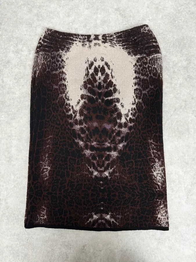 2000s Cavalli Leopard Pattern Brown Skirt cDEAtXd 4