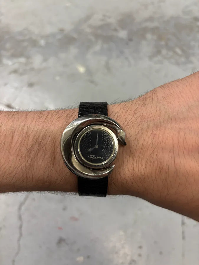 2000s Cavalli Snake Black Leather Watch fCLcngq 2