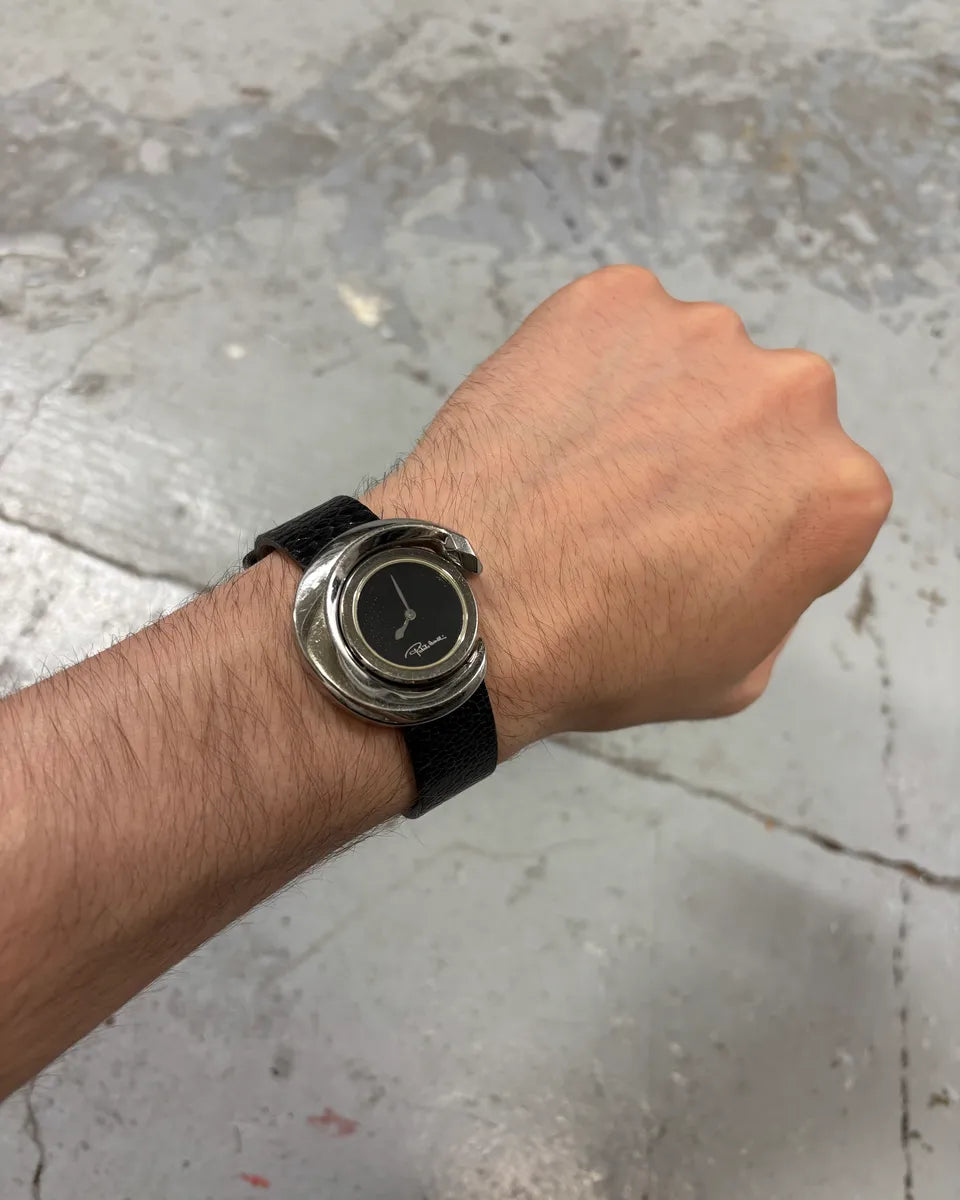 2000s Cavalli Snake Black Leather Watch fCLcngq 0