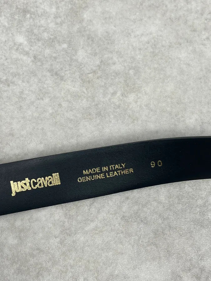 2000s Cavalli Snake Buckle Black Crocodile Effect Leather Belt hWMhEWS 5