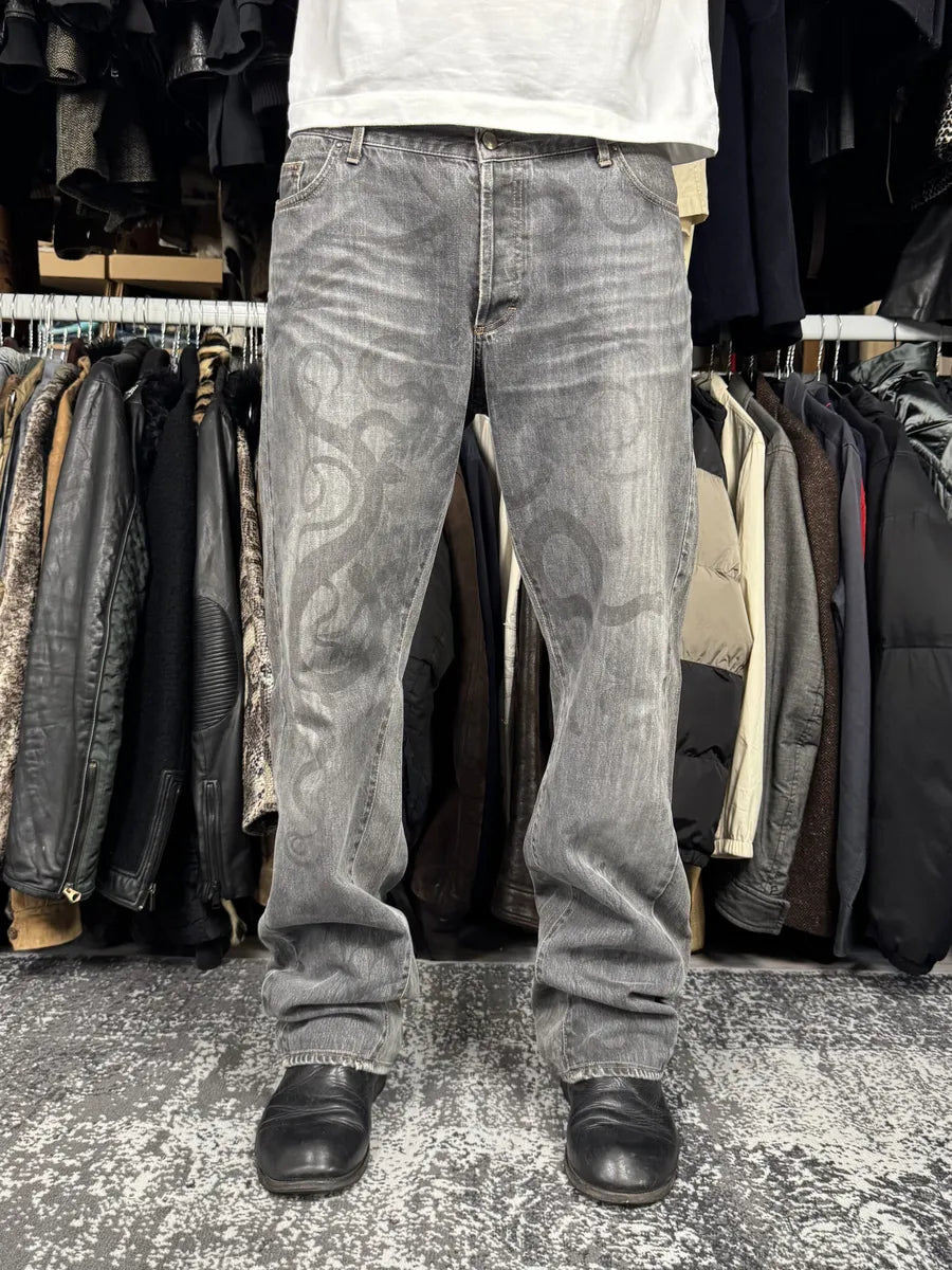 2000s Cavalli Snake Grey Denim Jeans sAqrZql 0