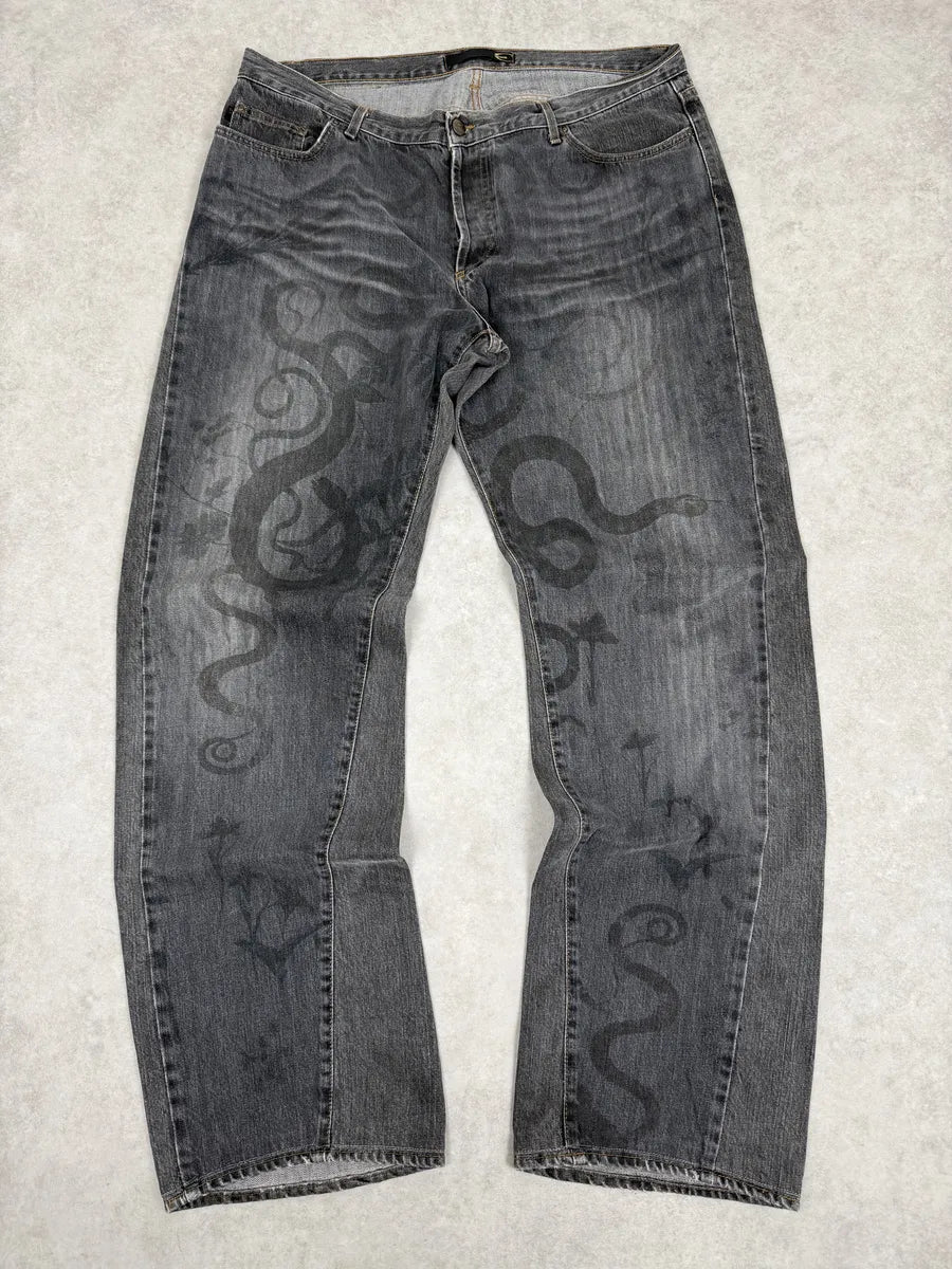 2000s Cavalli Snake Grey Denim Jeans sAqrZql 3