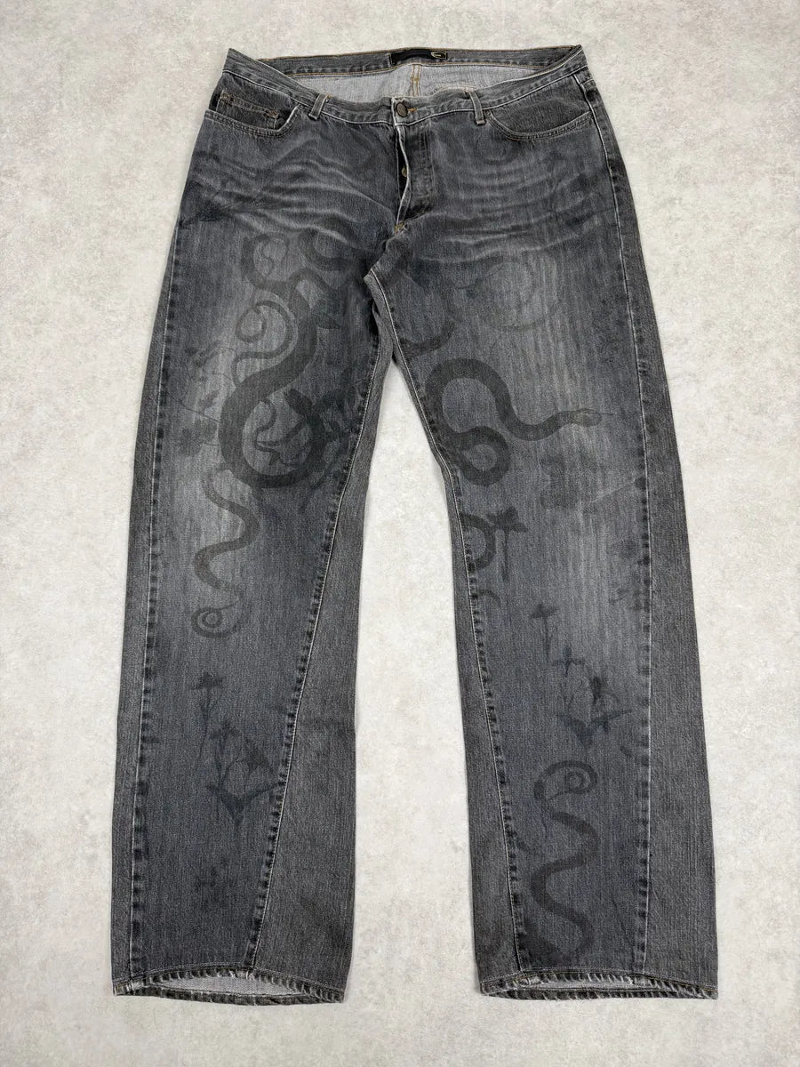 2000s Cavalli Snake Grey Denim Jeans sAqrZql 5