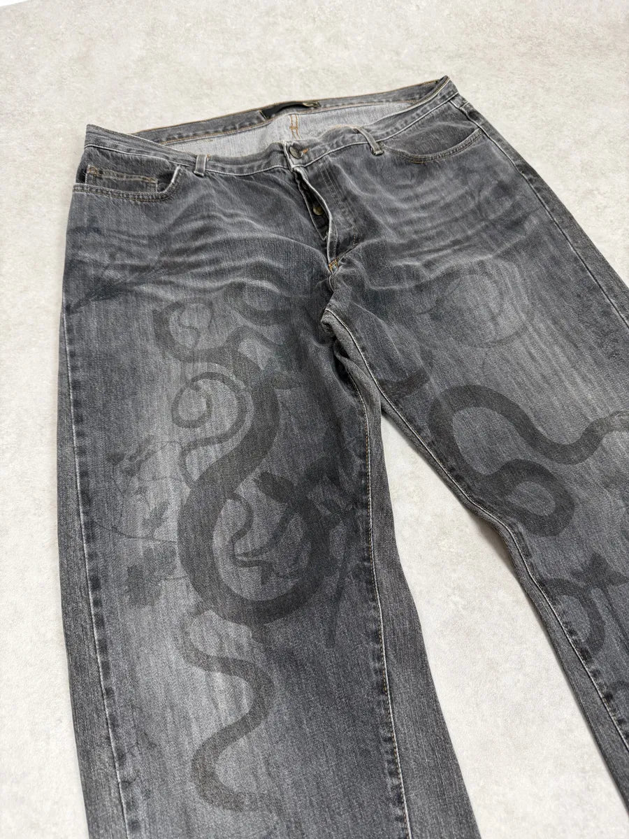 2000s Cavalli Snake Grey Denim Jeans sAqrZql 8