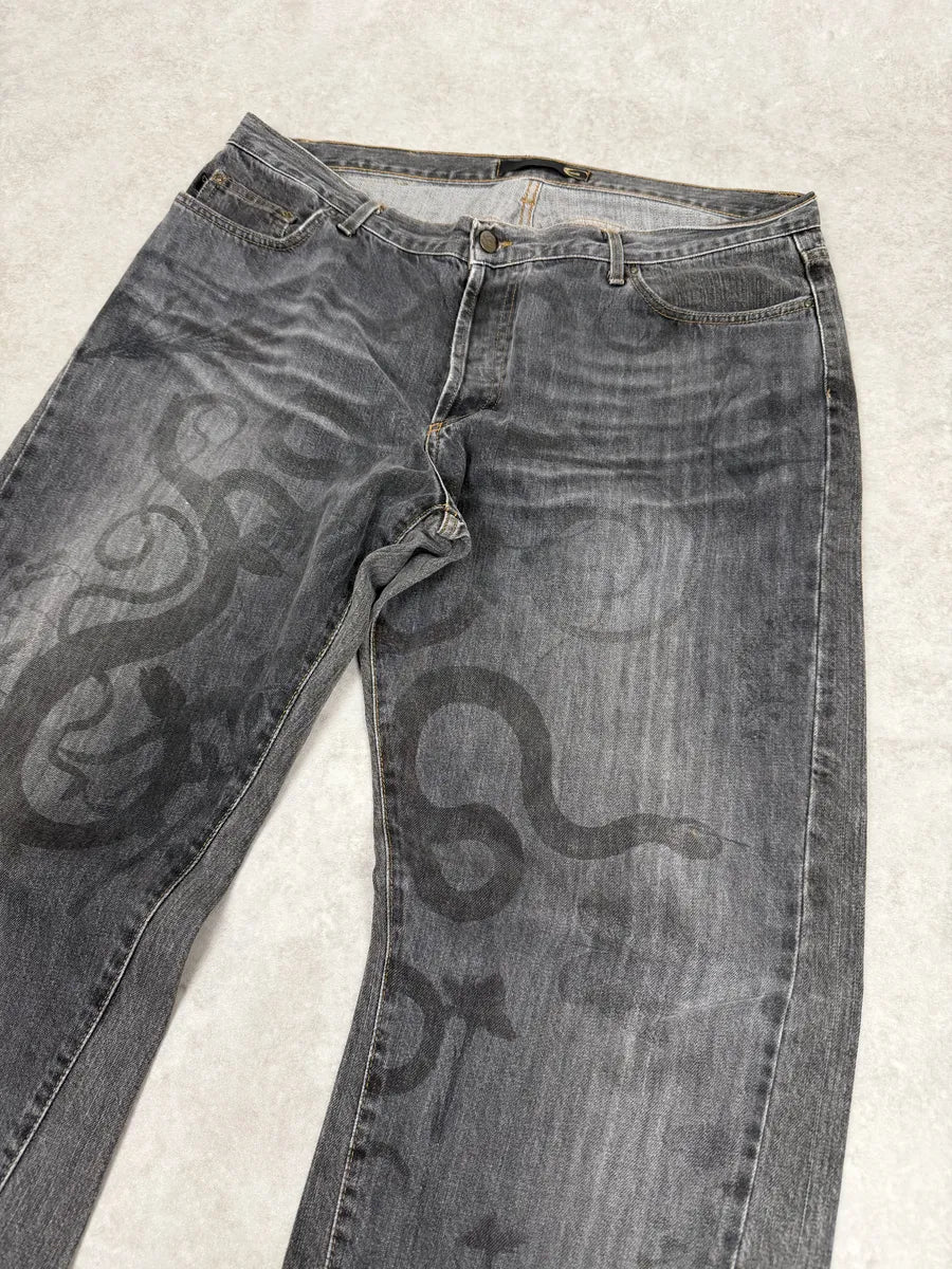 2000s Cavalli Snake Grey Denim Jeans sAqrZql 9