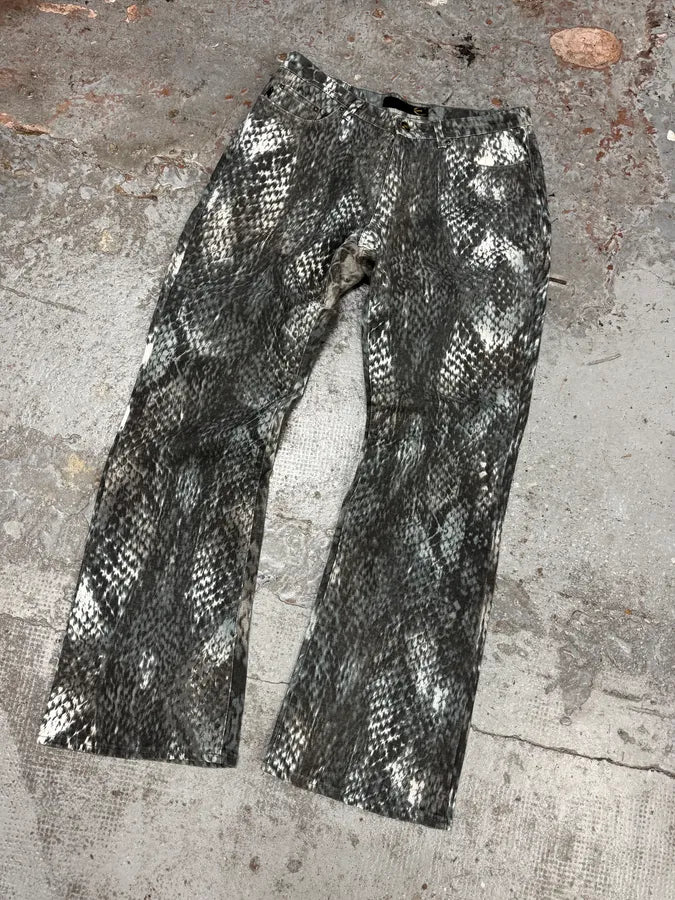 2000s Cavalli Snake Print Grey Pants fHTfVfO 2