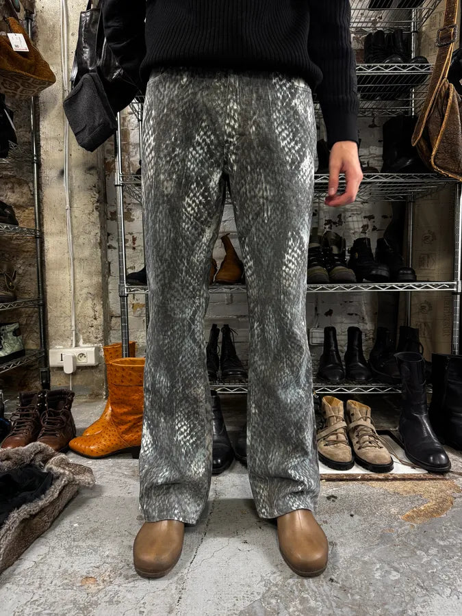 2000s Cavalli Snake Print Grey Pants fHTfVfO 1