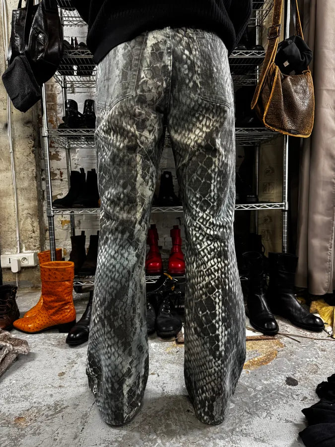 2000s Cavalli Snake Print Grey Pants fHTfVfO 4