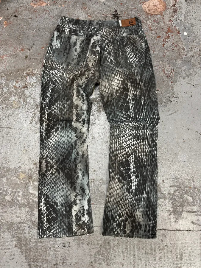 2000s Cavalli Snake Print Grey Pants fHTfVfO 3