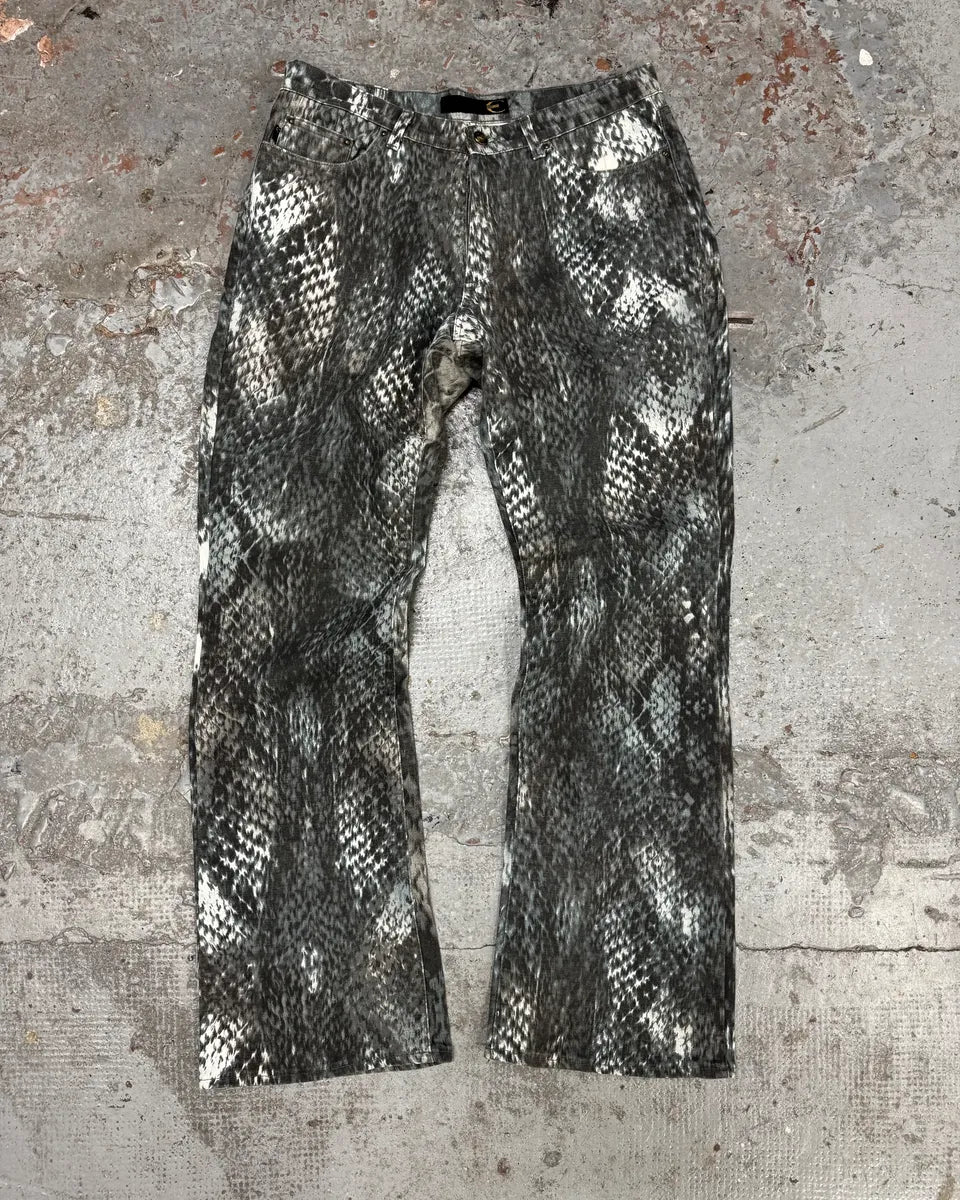 2000s Cavalli Snake Print Grey Pants fHTfVfO 0