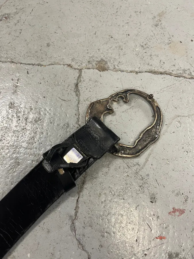 2000s Cavalli Snake vs Tiger Buckle Black Leather Belt uoiIKxy 7