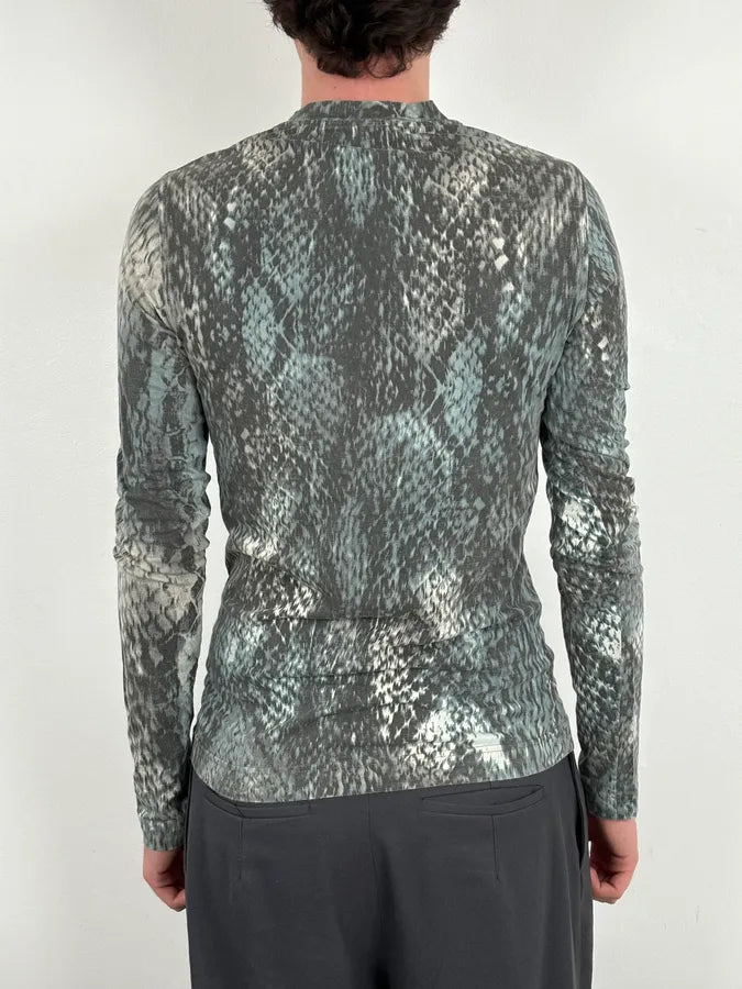 2000s Cavalli Snakeskin Effect Scales Grey Blue Longsleeves gDpEbIo 2