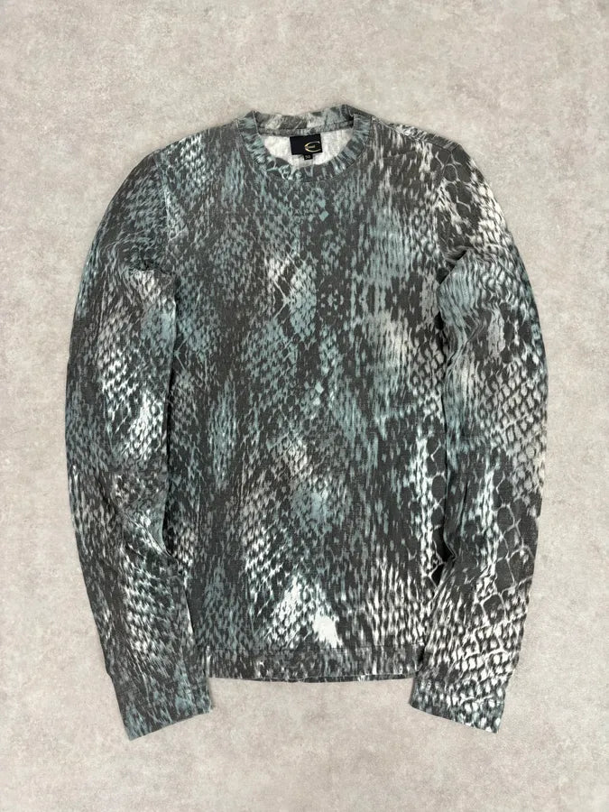2000s Cavalli Snakeskin Effect Scales Grey Blue Longsleeves gDpEbIo 0