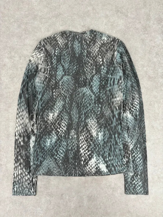 2000s Cavalli Snakeskin Effect Scales Grey Blue Longsleeves gDpEbIo 4