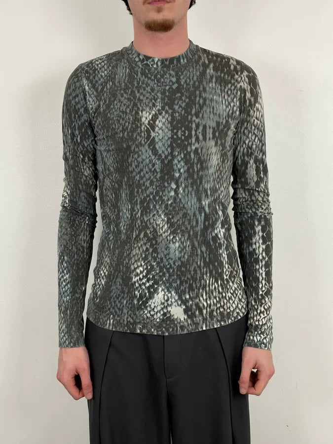 2000s Cavalli Snakeskin Effect Scales Grey Blue Longsleeves gDpEbIo 1