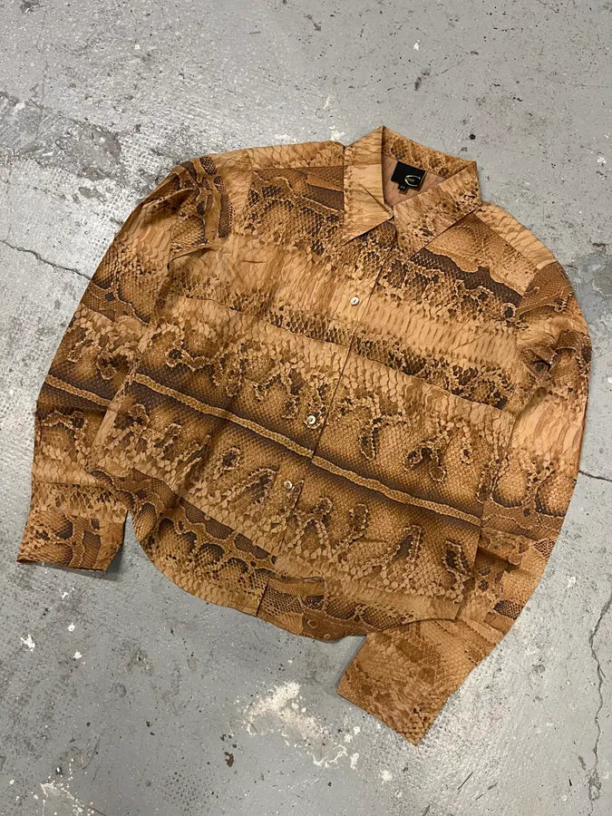 2000s Cavalli Snakeskin Effect Shirt (XS/S) fjiZJcg 3
