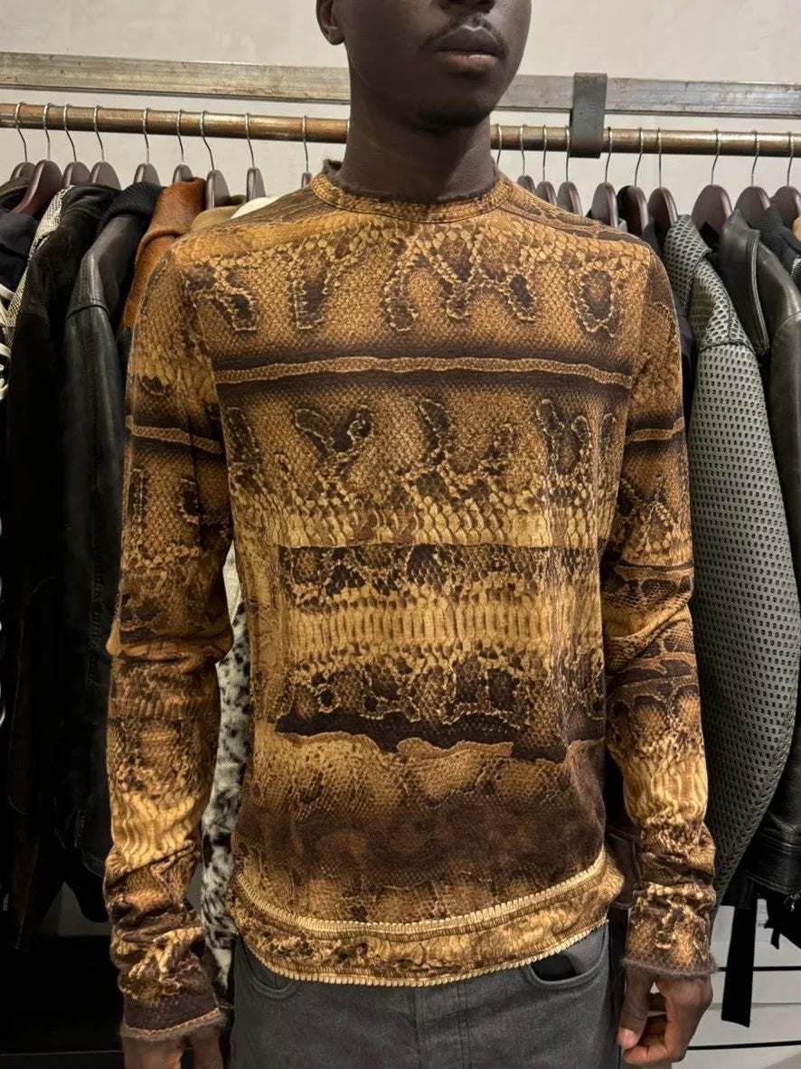 2000s Cavalli Snakeskin Print Brown Longsleeves vcUBAkG 1