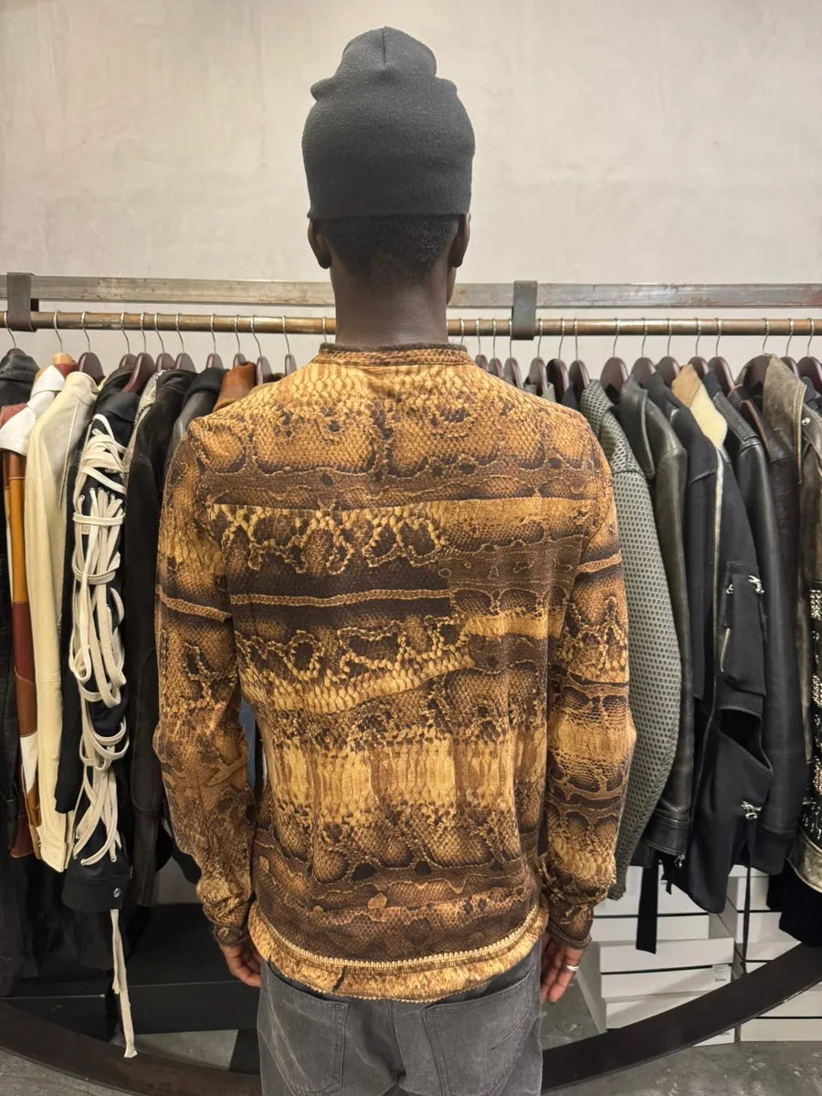 2000s Cavalli Snakeskin Print Brown Longsleeves vcUBAkG 2