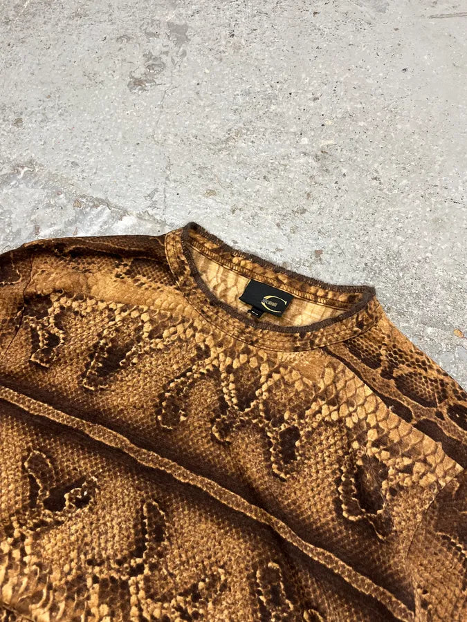 2000s Cavalli Snakeskin Print Brown Longsleeves vcUBAkG 5