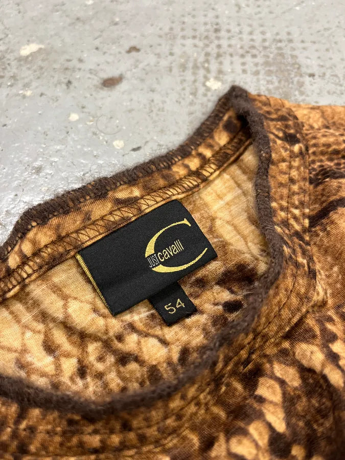 2000s Cavalli Snakeskin Print Brown Longsleeves vcUBAkG 7
